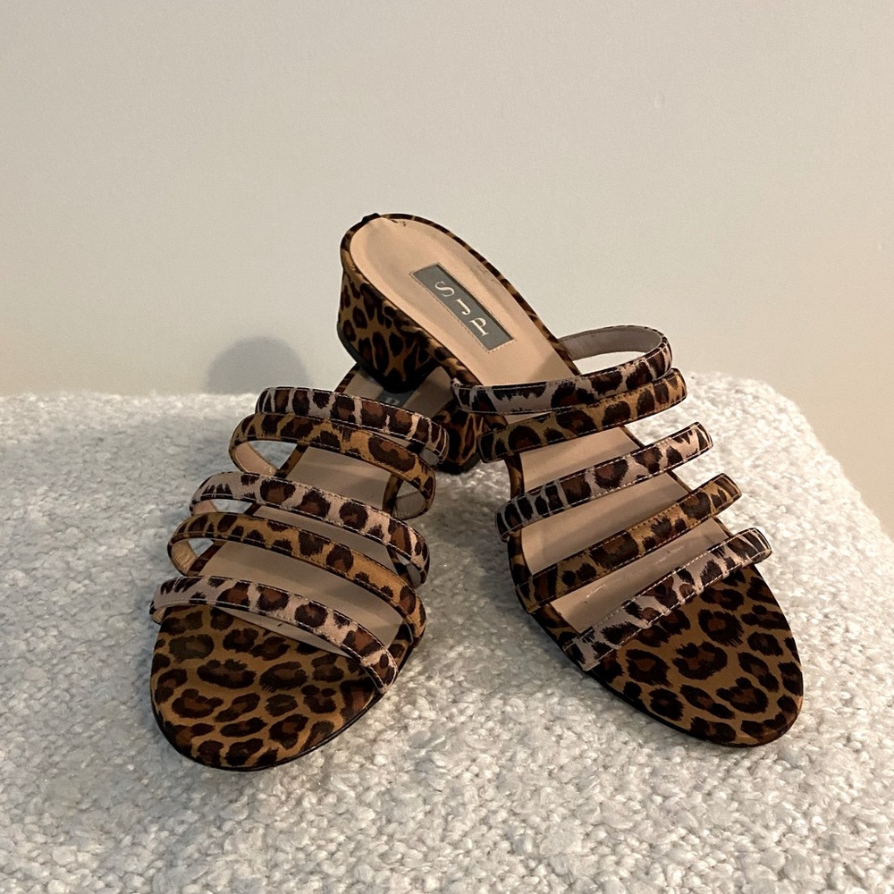 Womens Slide Heeled Sandal, Silk Leopard,
SJP by Sarah Jessica Parker